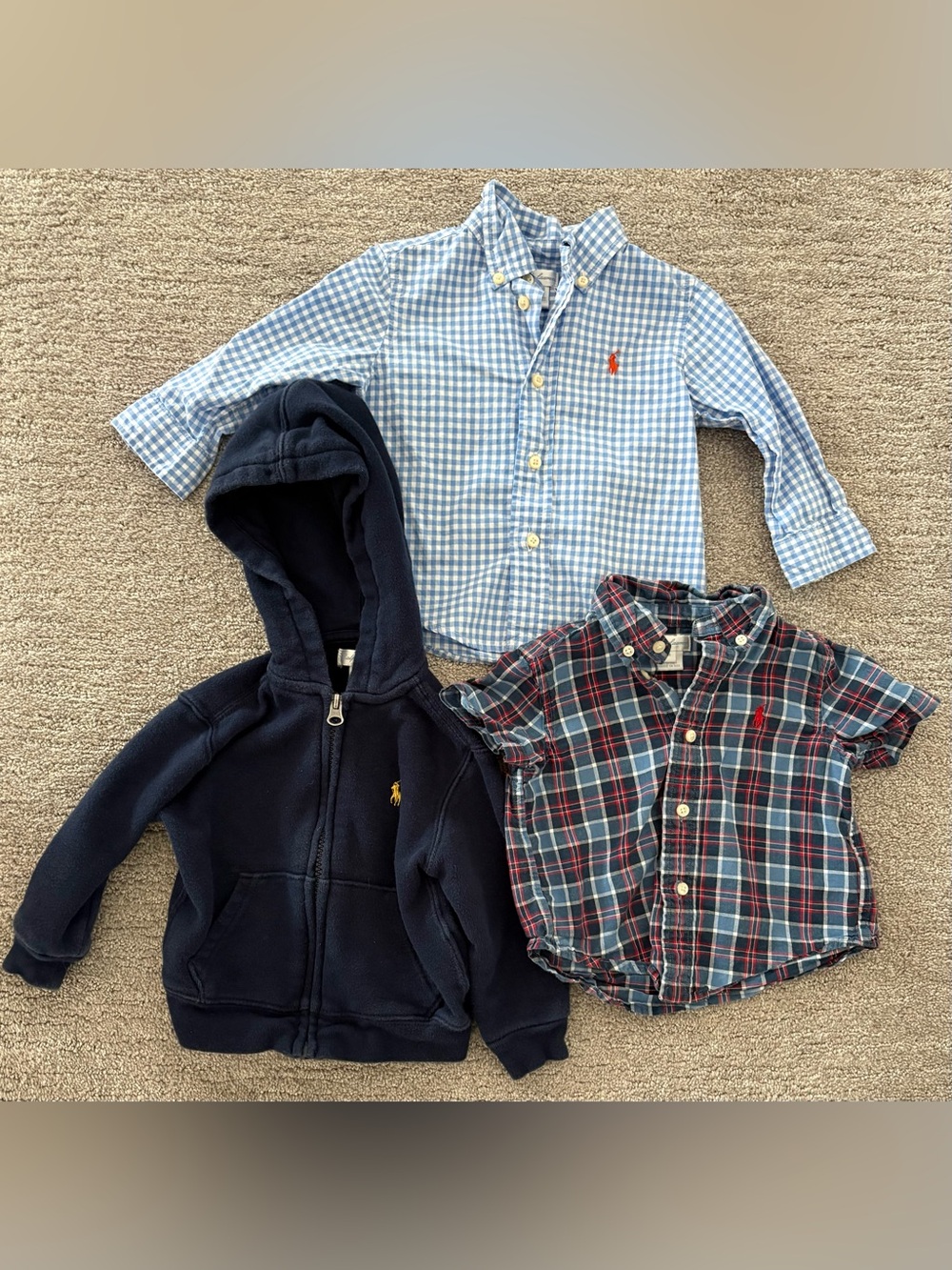 Ralph Lauren Baby Bundle- 2 button downs and 1 hooded zipper sweatshirt